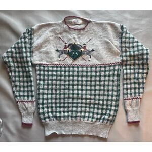 VTG Miller's Sportific Knit Sweater Horse Racing Jockey Large Flawed